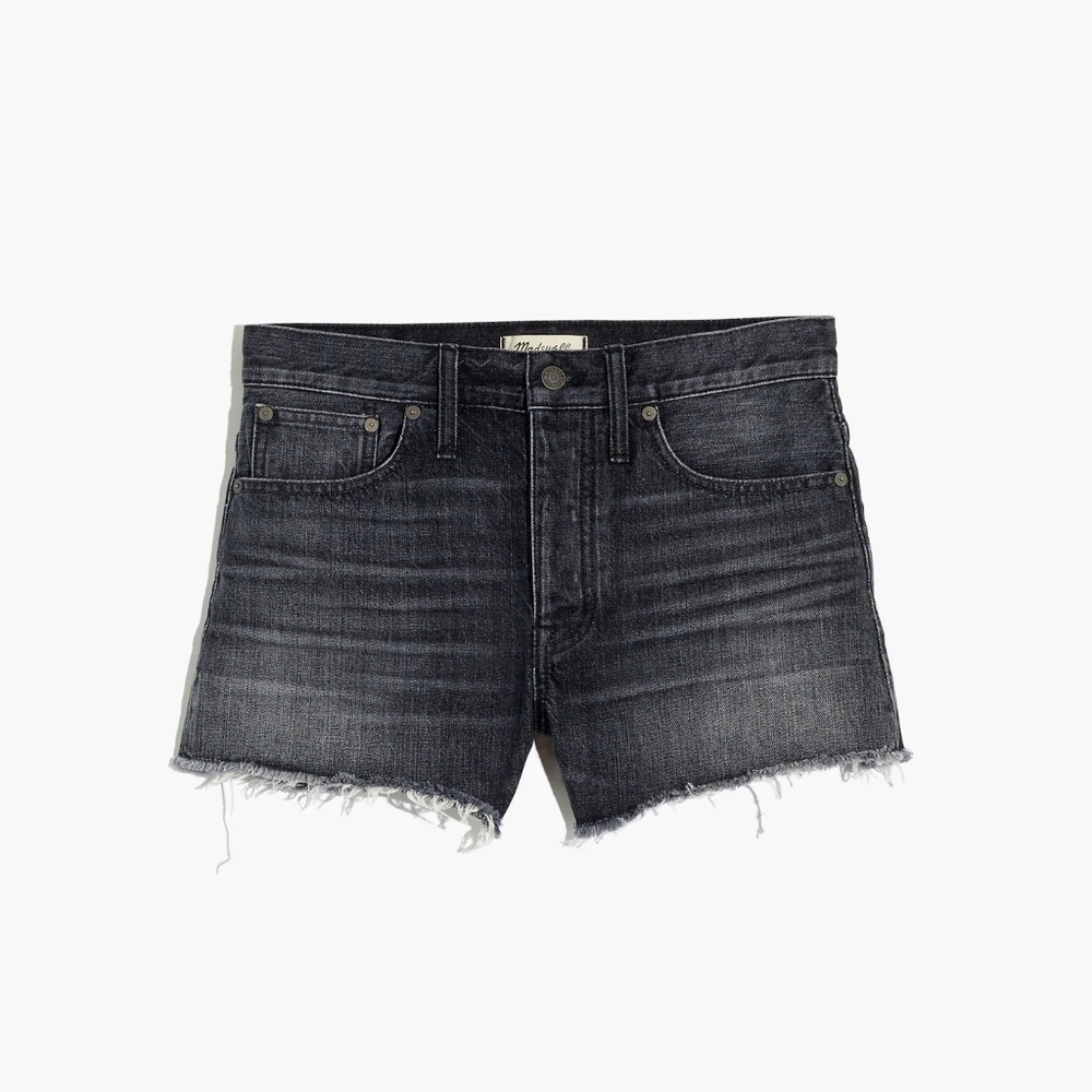 Madewell Relaxed Denim Shorts in Calverley Wash Raw Hem Button Fly Size 33